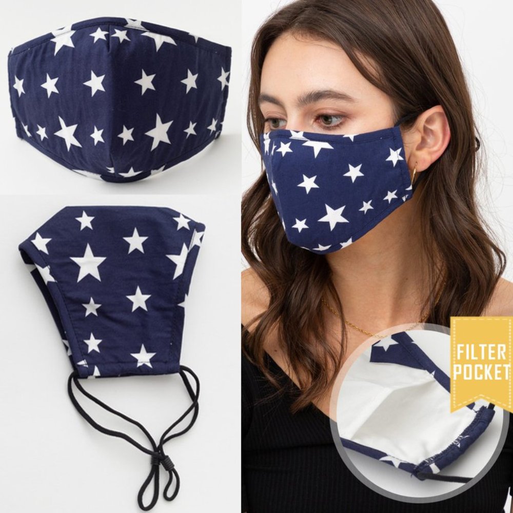 Navy Star Reusable 3Layer Filter Pocket Face Mask